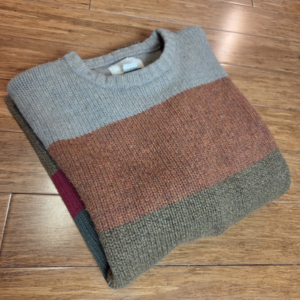 VTG American Eagle 100% Lambswool Colorblock Sweater | Earth Tones | L / G - Picture 15 of 15